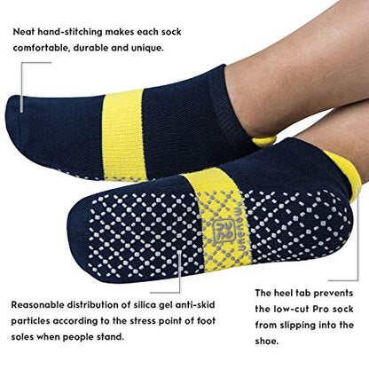 unenow Unisex Non Slip Grip Socks for Yoga Pilates Barre Home & Hospital - color: 4 Pairs-black/Light Grey/Army Green/Navy, size: Medium