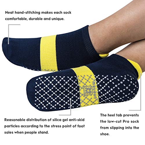 unenow Unisex Non Slip Grip Socks for Yoga Pilates Barre Home & Hospital - color: 4 Pairs-black/Light Grey/Army Green/Navy, size: Medium