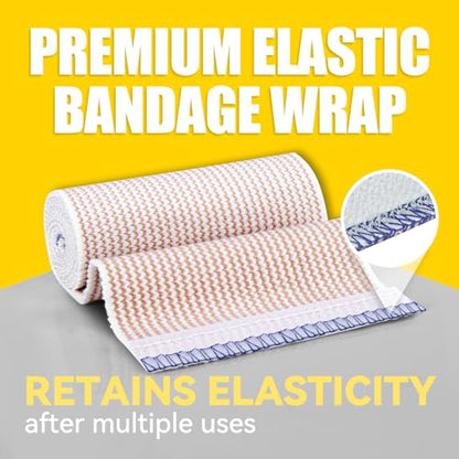 FRESINIDER Premium Elastic Bandage Wrap 6 Inch, 12 Pack, Hook and Loop - color: 12 Pack X 6 Inches