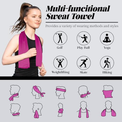 4 Pack Cooling Towels, Soft Breathable Cooling Towels for Neck and Face - color: Light Blue/Green/Pink/Grey