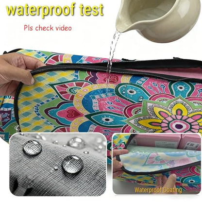 Spacious Extra Large Storage Yoga Mat Bag | Huge Capacity Mandala Gym Tote - Waterproof Wear-Resistant Carrier Strap Pilates - color: Neon Star Night