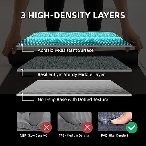 GymCope Large Exercise Mat for Home Workouts, 12x6/10x6/9x6/8x6/7x5/6x4 ft - color: 10'*6'Black