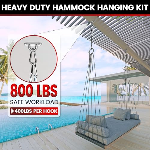 sprookber 304 Stainless Steel Pad Eye Snap Hook, M6 Ceiling Hook 800Lb,8Pcs | Hanging Kit with Screws for Hammock Chair Swing, Yoga Gym Equipment, Sun Shade Sail, Plant Hangers & Marine Boat Hardware - size: 2.3 inch, style: Oval