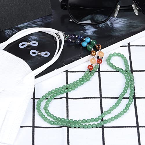 TUMBEELLUWA Reiki 7 Chakra Stone Beads Eyeglasses Chain for Women Men - color: Green