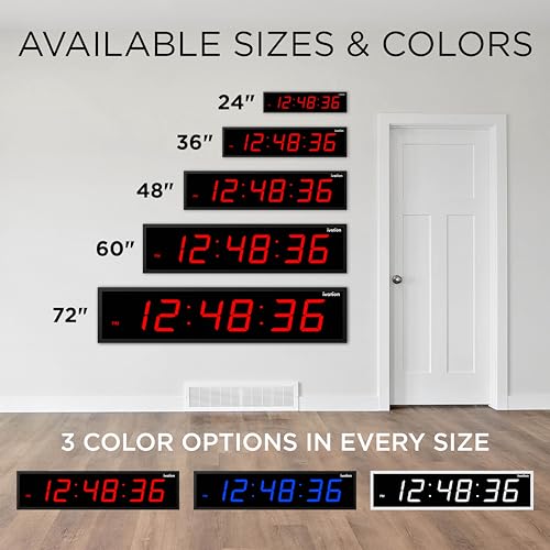 Ivation Oversized Digital Wall Clock with Large LED Display & Timer, 24" | Multi-function with Timer, Stopwatch, Alarms, Temp & Date, Aluminum frame, 6 Brightness levels, Time memory, Remote | Red - color: Red, size: 24" Inch