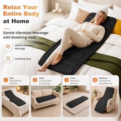 CILI Full Body Massage Mat with Heat, Upgrade Graphene Heating Vibration Back Massage Pad, Full Body Massager for Bed Chair Sofa, Massage Mattress Pad, Ideal Gifts for Mom Dad