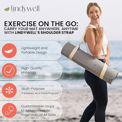 Lindywell Shoulder Strap, Adjustable Yoga Mat Straps, Fits Most Mats, Nylon