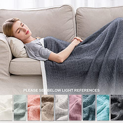 SE SOFTEXLY Muslin Throw Blanket, 4-Layer Dyed Yarn, 90”x102”, Dark Blue - color: 9-dark Blue, size: King-90" X 102"