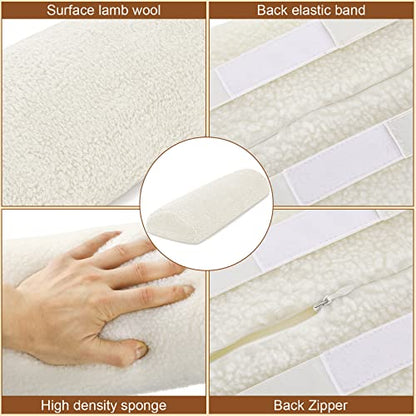 Sintuff Recliner Leg Rest Cushion Sofa Footrest Pillow with Cover Half Moon Bolster Pillow Under Knee Pillow for Sleeping On Back Alleviating Pain, 19.7 x 8 x 3.5 Inch (Beige) - color: Beige