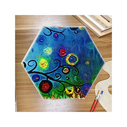 12x14 in Wood Panel Boards Wooden Hexagon Shaped Canvas for Painting Crafts(6 Pieces)