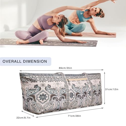 Yoga Mat Bag Yoga Mat Carrier with Shoes Compartment & Wet Pocket Pilates Bag with Zipper Pockets & Yoga Mat Holder Strap Yoga Bags and Carriers Fits All Your Stuff - color: Indian Floral