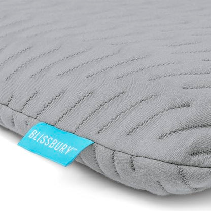 BLISSBURY Stomach Sleeper Pillow, Flat Thin Pillow, Memory Foam, 2.6 Inch - color: Gray, size: 2.6"H (Queen)