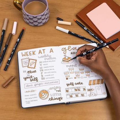 Tombow 56241 Dual Brush Pen Art Markers, Coffee Break, 6-Pack