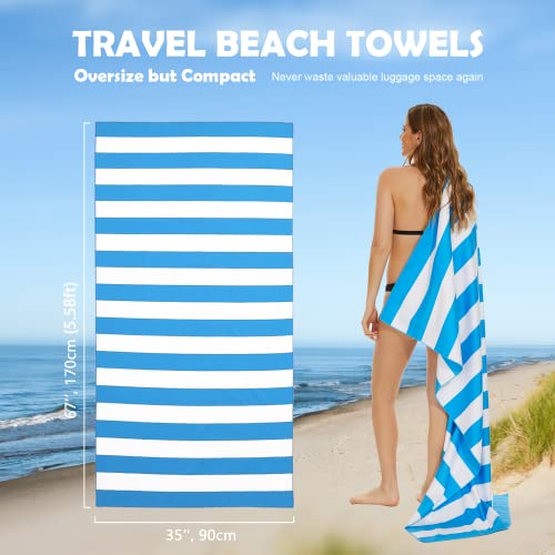 Your Choice Microfiber Beach Towel Sand-Free Quick Dry (67"x35"/60"x30") - color: G-set (4)-green/Rose Red/Blue/Gray, size: Extra Large(67x35")