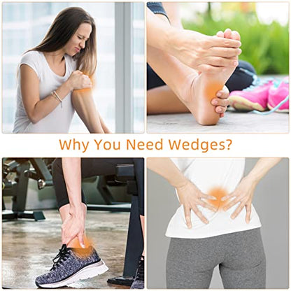 Yoga Foam Wedge Blocks (Pair), Calf Raise Block, Calf Stretcher, Yoga Wrist Support, Balance, Pushup, Fitness, Pilates, Heel Stretcher, Squat Wedge with Gym Bag - color: black, size: Wedges with Strap and Pads