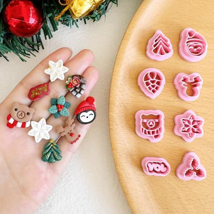 Keoker Christmas Clay Cutters - 8 Shapes Polymer Clay Cutters With Snowflake Design - color: WhitecolorA