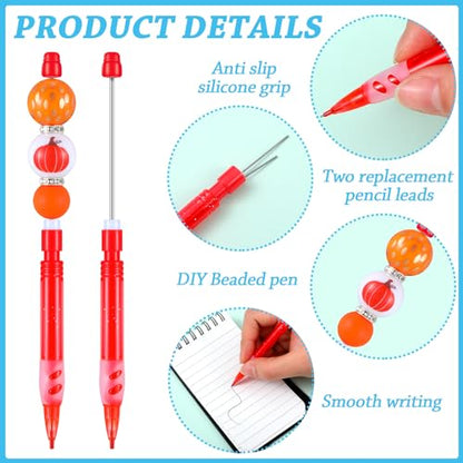 64 Pcs Beadable Mechanical Pencil Back to School Pens Mini Drawing Beadable Pencil Pencils with Silicone Hand Guard for Writing Drawing Sketching DIY Crafting