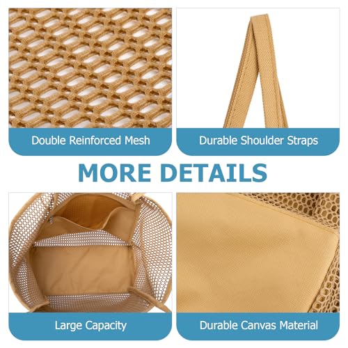 Iioscre Beach Bag for Women, Causal Hobo Handbags with Zipper Inner Pocket - color: Khaki