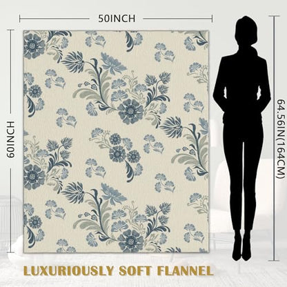 Damask and Paisley Blanket, Navy Flower Soft Lightweight Throw Blanket for Sofa Couch Bed Room 50x60 inch - color: Navy Blue