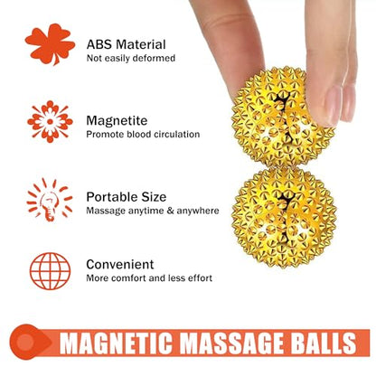 Magnet Balls - Hand & Foot Massage Ball, Spiky Massage Orb, 3.2cm Gold - size: 3.2 cm