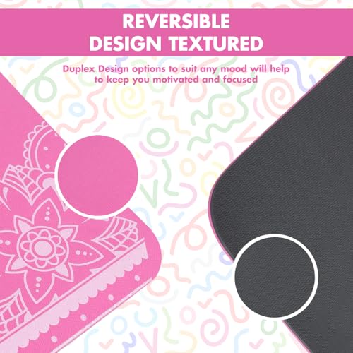 HOME ARCHIVE Premium Yoga Mat 6mm Print Reversible Extra Thick and Large Non Slip Exercise & Fitness Mat for All Types of Yoga Pilates & Floor Workouts (78" x 24" x 6mm Thick) - color: Light Pink