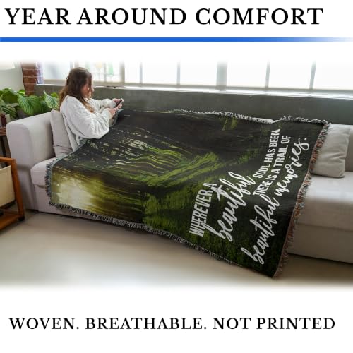 Pure Country Weavers Wherever A Beautiful Soul Has Been There is A Trail of Beautiful Memories Blanket - Sympathy Bereavement Gift Tapestry Throw Woven from Cotton - Made in the USA (72x54) - color: Beautiful Soul, size: 72" x 54"