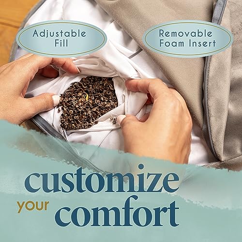 Florensi Meditation Cushion Velvet Floor Pillow with Buckwheat Fill - color: Sage Green