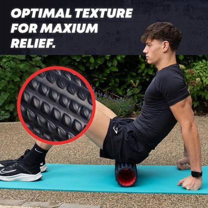 High Density Foam Roller for Physical Therapy – 12" High Density Exercise Roller for Back Pain Relief, Muscle Recovery & Deep Tissue Massage – Textured Muscle Roller - size: Long 12 Inch