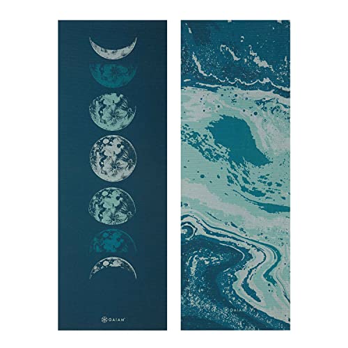 Gaiam Yoga Mat - Premium 6mm Print Reversible Extra Thick Non Slip Exercise & Fitness Mat for All Types of Yoga, Pilates & Floor Workouts (68" x 24" x 6mm Thick) - color: Lunar Wave