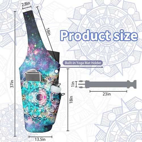 Yoga Bag for Women, Large Yoga Mat Bag Tote Carrier with Wet Dry Pocket | Water Bottle Holder & Adjustable Strap, Fits 1/2" Thick Yoga Mat for Gym, Pilates, Travel, Work - color: YOGA-03