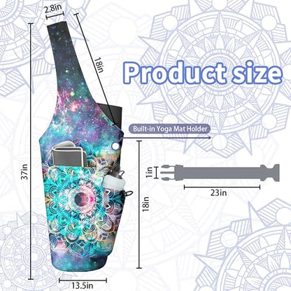 Yoga Bag for Women, Large Yoga Mat Bag Tote Carrier with Wet Dry Pocket | Water Bottle Holder & Adjustable Strap, Fits 1/2" Thick Yoga Mat for Gym, Pilates, Travel, Work - color: YOGA-03