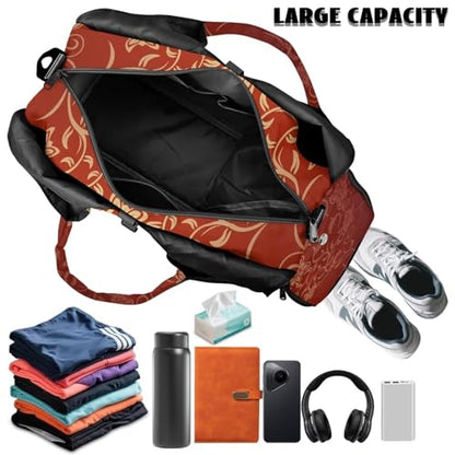 Yoga Gym Bag with Removable Adjustable Shoulder Strap, Shoe Compartment & Top Yoga Mat Holder 17.72x8.66x9.84in - color: Classic Flower Stripe Print