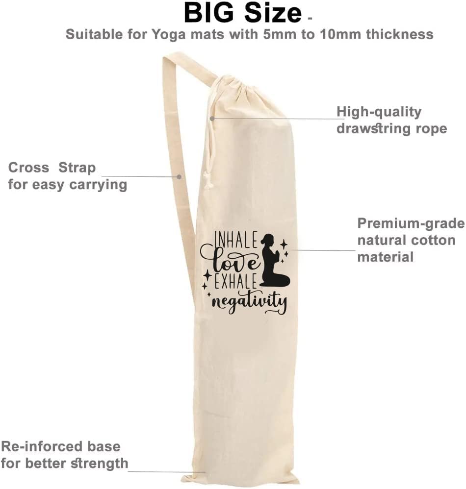 Mayatra's Organic Large Yoga Mat Tote Bag Cover -100% Cotton Lightweight,Washable Yoga Dust Bag With Adjustable Strap Unisex - color: Love