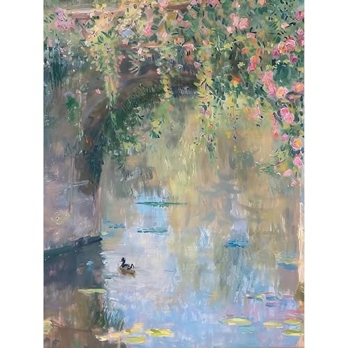 VIGEGU Pond Paint by Numbers Kit for Adults Beginner16x20 Inch | Easy Adult Paint by Number Kits on Canvas DIY Painting for Beginners Art by Numbers for Home Wall Decor - color: MT6145