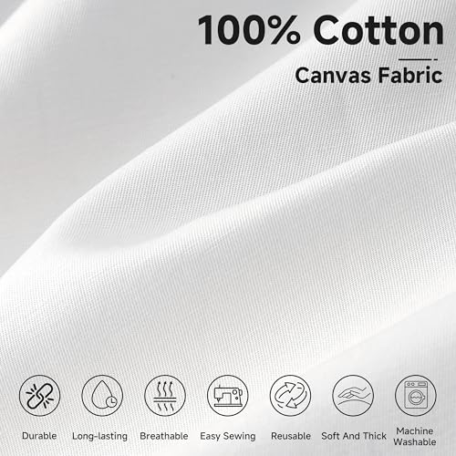 Simple&Opulence 100% Cotton Canvas Fabric 10oz. 59 Inch by the Yard, Nature Duck Fabric Textile Medium Weight for Painting, Sewing, Crafts, Embroidery, Bag, Handmade Home Decor(1 Yard, White) - color: White, size: 1 Yard