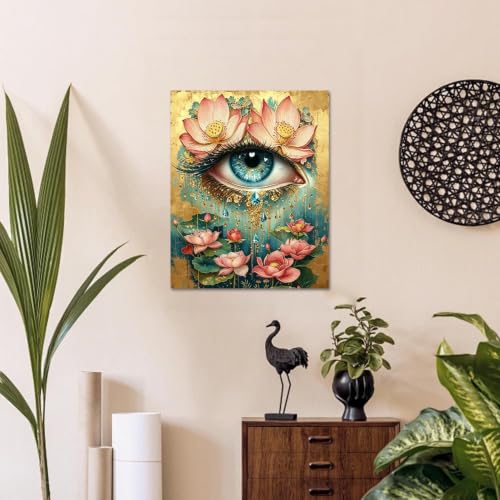 WULINHUAFA Eye Paint by Numbers Adults Beginner 16x20 Inch | Adult Paint by Number Kits Eye and Lotus, DIY Acrylic Oil Easy Painting by Numbers for Gifts Home Wall Decor Without Frame - color: Eye