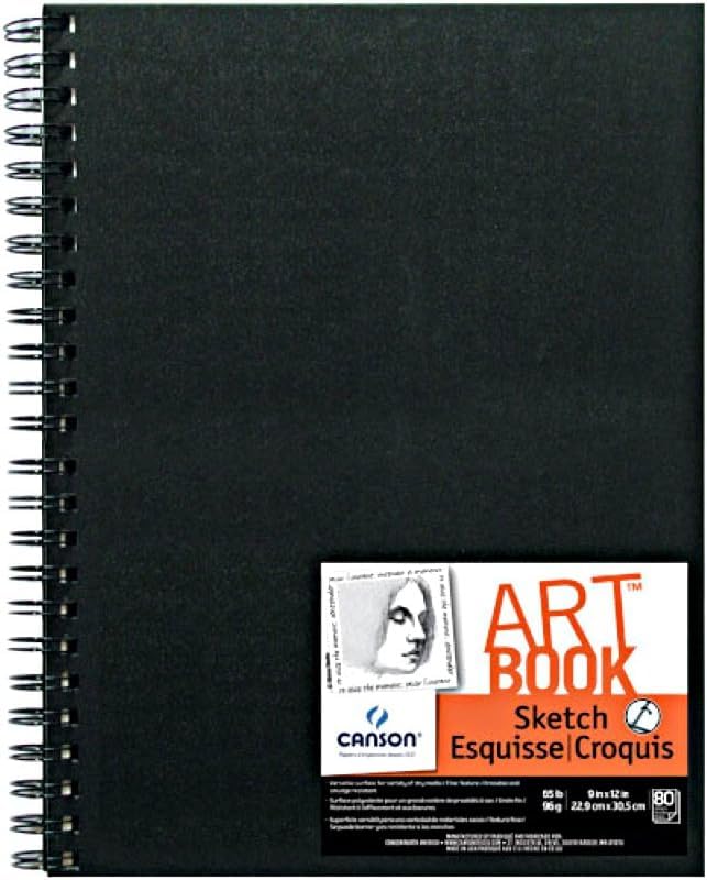 Canson Artist Series Sketch Book Paper Pad, for Pencil and Charcoal, Acid Free, Wire Bound, 65 Pound, 9 x 12 Inch, 80 Sheets (Pack of 5) - size: 9"X12" (Pack of 5)