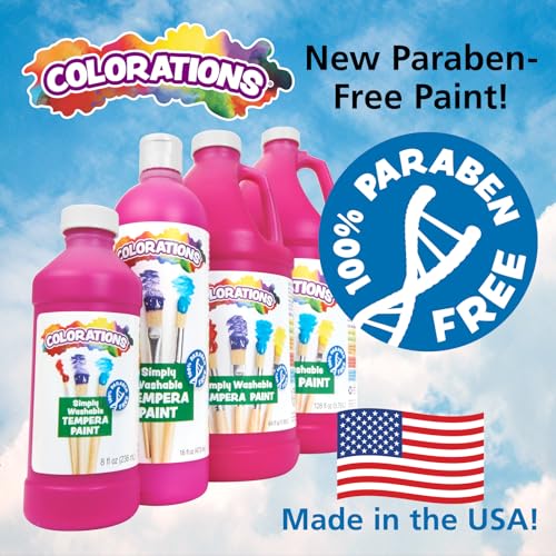 Colorations - SWT16 Simply Washable Tempera Paints, 16 fl oz, Set of 11 Colors, Non Toxic, Vibrant, Bold, Kids Paint, Craft, Hobby, Arts & Crafts, Fun, Art Supplies | Matte Finish, Vibrant Colors, Non-Toxic Craft Paint, Classroom Supplies, School & Craft
