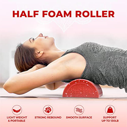 Yes4All High-Density EPP Half Round Back Roller Foam, Exercise Foam Roller for Yoga, Pilates & Stretching - 12, 18, 24, 36 inch - color: Red Snow, style: 12 inch