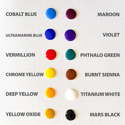milo Acrylic Paint Set, 12 Primary Colors, 8 oz Bottles, Semi-Gloss | Safe, Non-Toxic, Made in the USA, Arts & Crafts Paints for Artists, Student & Hobby Painters, Paint Pack, Classroom, Bulk - style: Primary Set 12 x 8 oz
