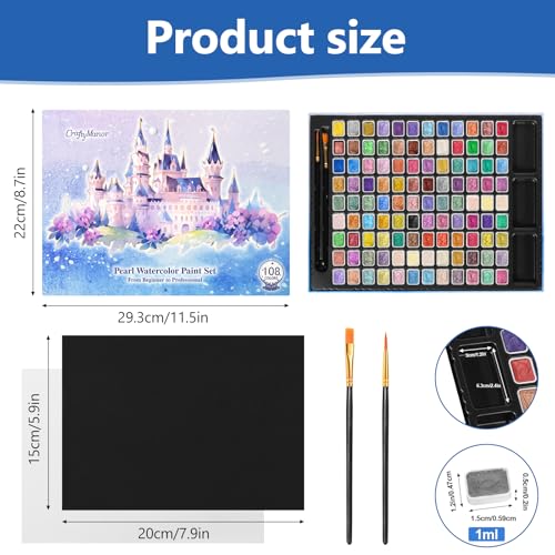 CraftyManor Mini Forestry Shifting Watercolor Painting Set, 108 Color Shifting Watercolor Paint Sets, Shimmer Metallic Watercolor Paints Set, Glitter Watercolor Paint, Solid, Fantasy Forest Style, Upgraded - color: Upgraded Fantasy Forest 108 Colors
