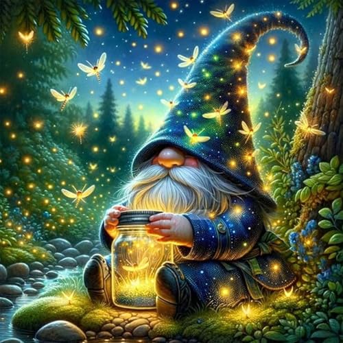 Camocin Diamond Art Kits for Adults, Gnome Diamond Painting | Gem Art, Diamond Dot, 5D Full Round Drill, Firefly Garden Wall Decor, DIY Craft Gift, 14x14 Inch - color: LBDP1P23