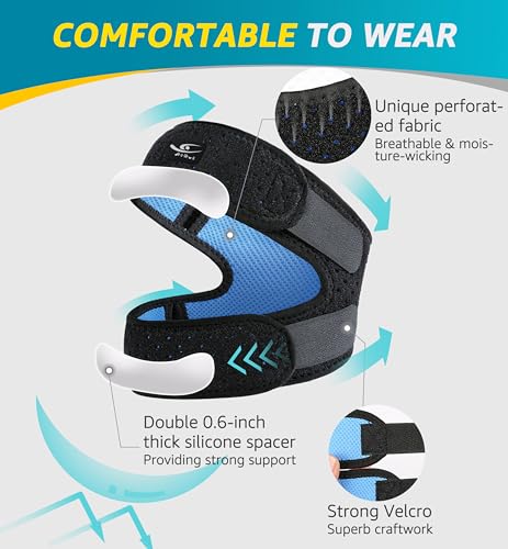 HiRui Dual Patella Knee Straps, Knee Brace Patella Stabilizer for Knee Pain Relief Running Tennis Jumping Arthritis Tendonitis, Joint and Muscles Protection - Adjustable (Black, 2 Pack) - color: Black, 2 Pack