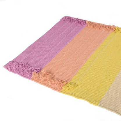Jaipur art & Rugs Cotton Yoga Mat - Eco-Friendly Hand-Woven Rug - Non Slip & Thick (24”x72”x5mm) for Everyday Fitness at Home - Comfortable Extra-Long - color: Multi-8