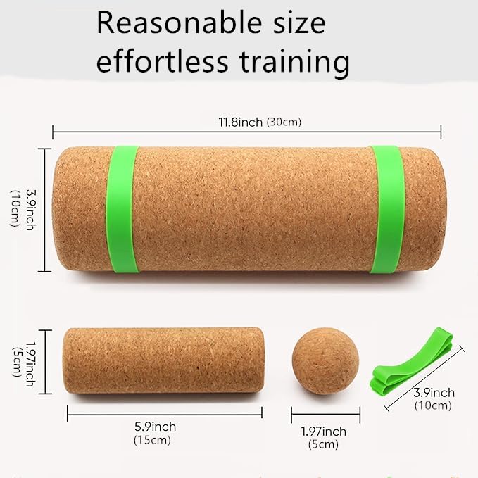 Cork half balance board balance training Set &Resistance Bands-Foot Strengthener for Enhanced Foot Function &Set of 2 Silicone gel toe separators – bunion corrector that relieves pain and realigns the big toe. &Improve foot Strengthener, Indoors Balance B