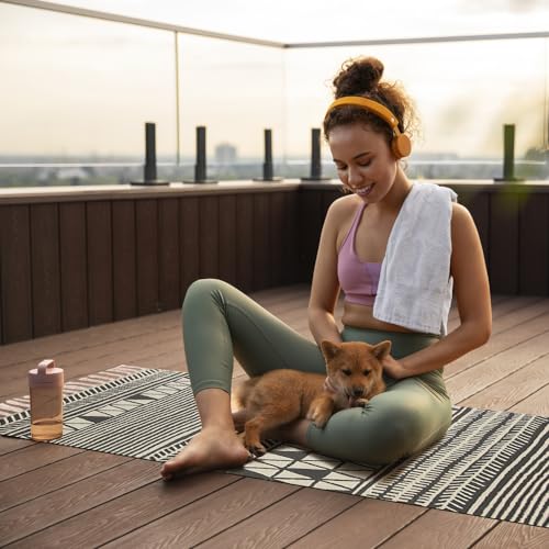nuveti Cotton Yoga Mat - Absorbent, Grippy Tight Weave, Ashtanga & Hot Yoga Rug, Helps with Slippery Hands & Feet - color: BanMa