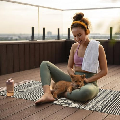nuveti Cotton Yoga Mat - Absorbent, Grippy Tight Weave, Ashtanga & Hot Yoga Rug, Helps with Slippery Hands & Feet - color: BanMa