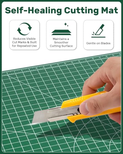 Self Healing Cutting Mat, 23" x 35", Large Double-Sided Rotary Cutting Mat for Sewing, Quilting, Scrapbooking, Fabric & Craft Cutting Board, (A1), Green - size: 35"L x 23"W