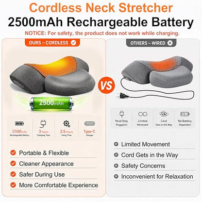 Upalled Cordless Heated Neck Massager Pillow for Pain Relief Deep Tissue