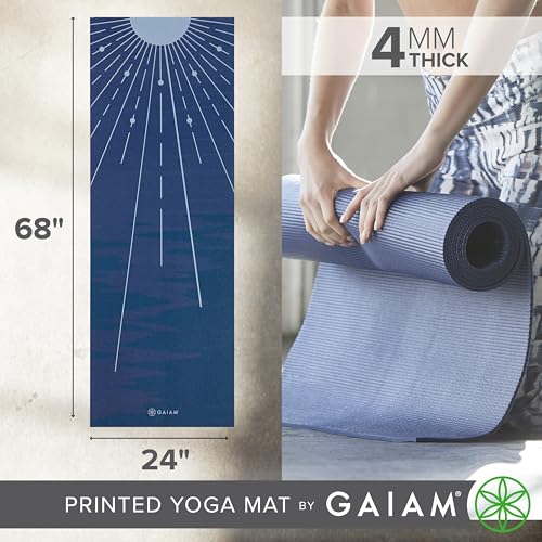 Gaiam Yoga Mat Classic Print, 4mm Non-Slip Mat - color: Moonlit Tide